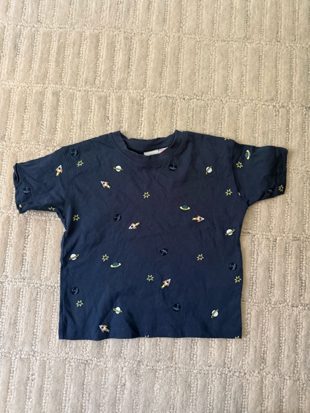 Kids Navy Space Rocket Tee